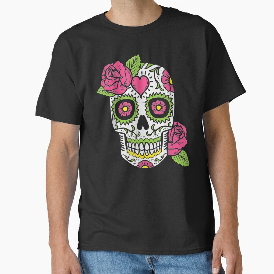 Pink Rose Sugar Skull Dia De Los Muertos Mexican Halloween by hamptongates