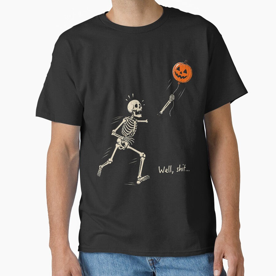 Skeleton Lost Balloon Retro Funny Halloween Design by jerrimisty889