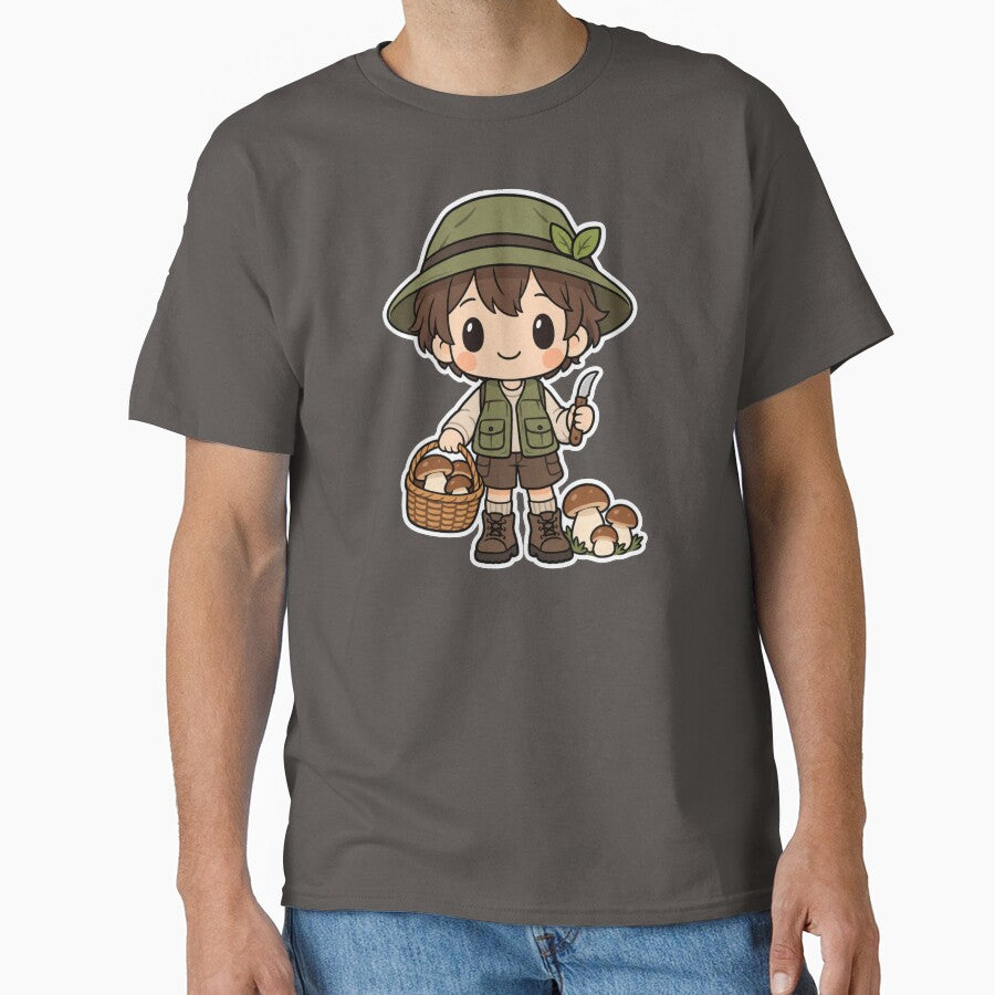 Cute Mushroom Picker with Bolete Basket by OddHobbyClub