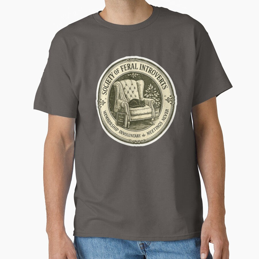 Society of Feral Introverts Meetings Never – Funny Vintage Seal Art | Introvert Feral Gift by irfanshikh