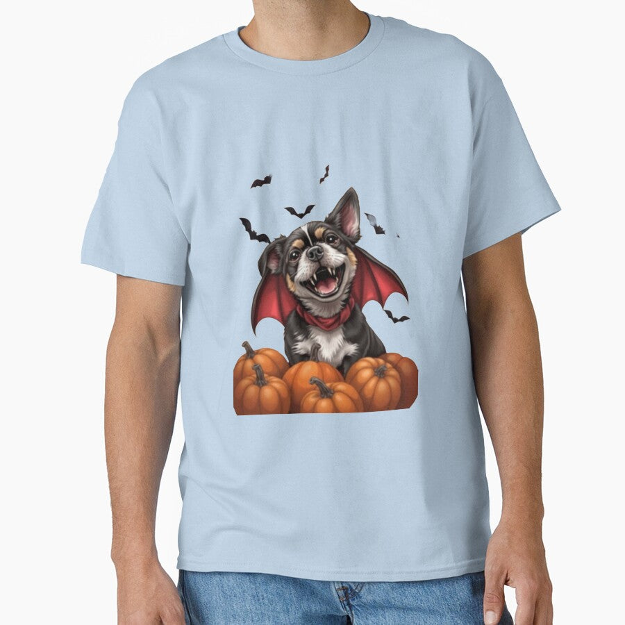 Halloween Vampire Dog with Pumpkins by Pawsomeprints59