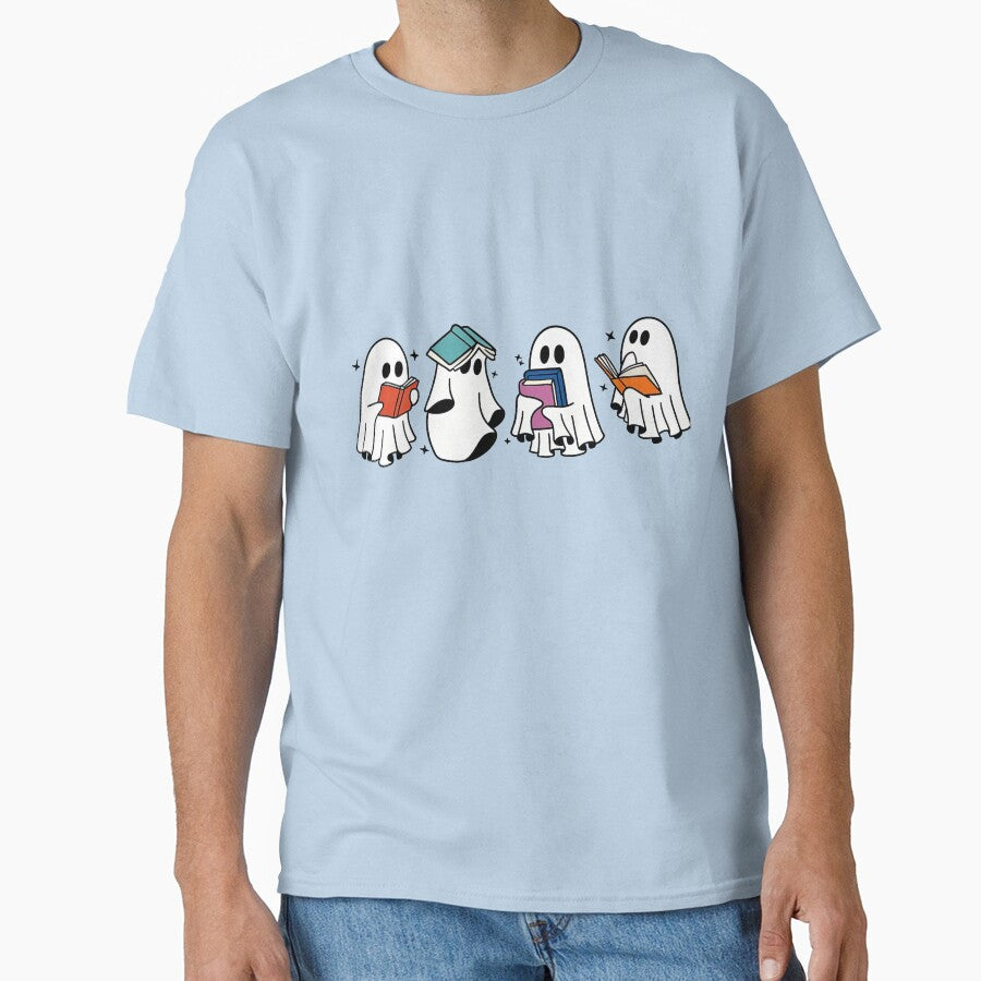 Cute Ghosts Reading Books - Book Lover Halloween Design by ArtfulWeave