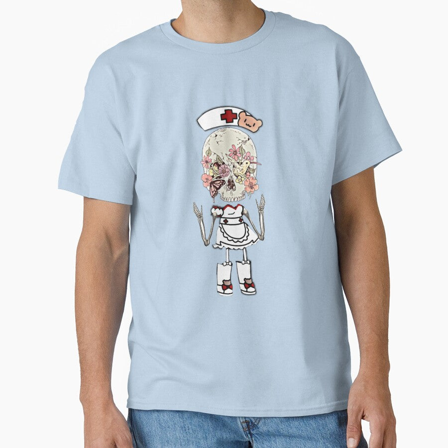 Creepy Floral Skull Halloween Nurse Bones by catchyology