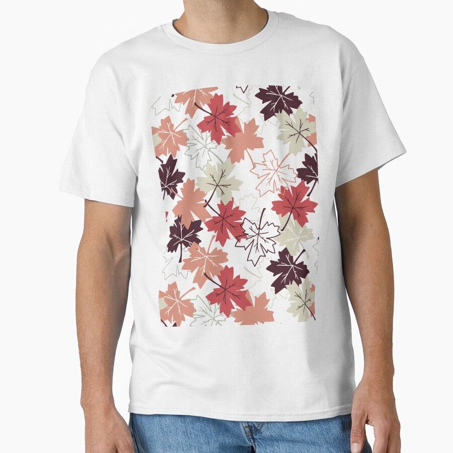 Red Autumn Maple Leaves Pattern Art by FlinArt