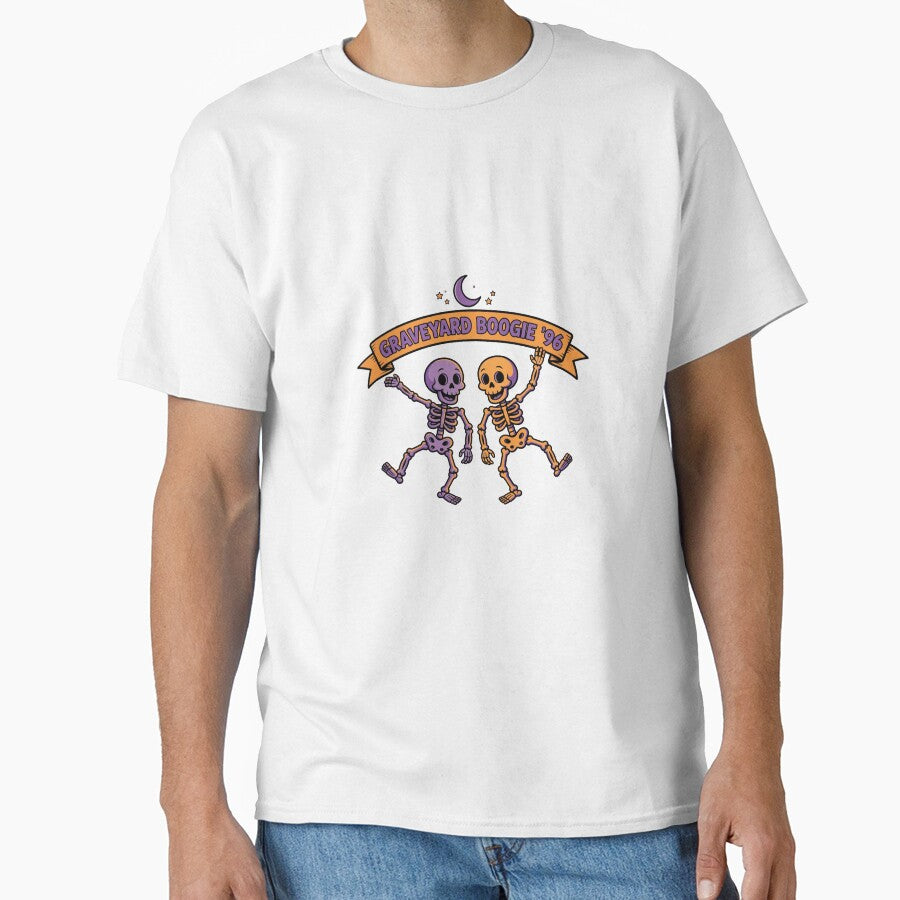 Graveyard Boogie '96 — Dancing Skeletons Retro Halloween Shirt by To Err Is Human