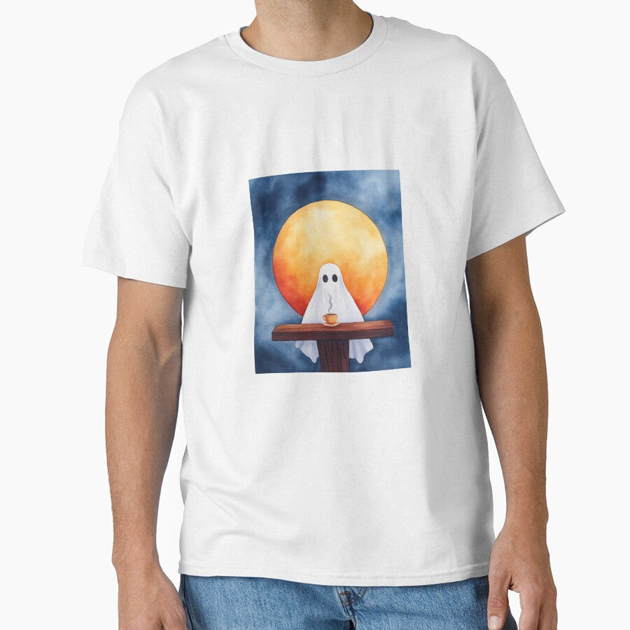 Ghost Enjoying Coffee Under Full Moon by WPCreator