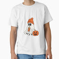 Spooky Cute Ghost with Pumpkin and Coffee – Halloween Cozy Vibes by lemooon juice