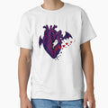 Gothic Pixel Heart with Bat Wings and Spooky Ghost by chattsuede