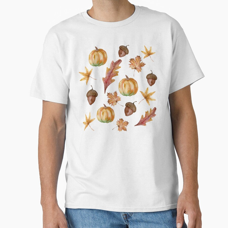 Autumn pattern, pumpkins, leaves, acorns by MeliCollective