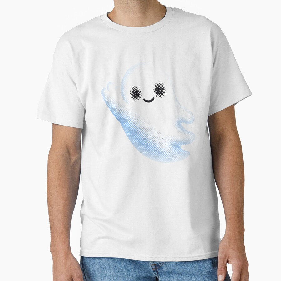 Cute Friendly Blue Halftone Ghost Waving by xMErCUrY03x