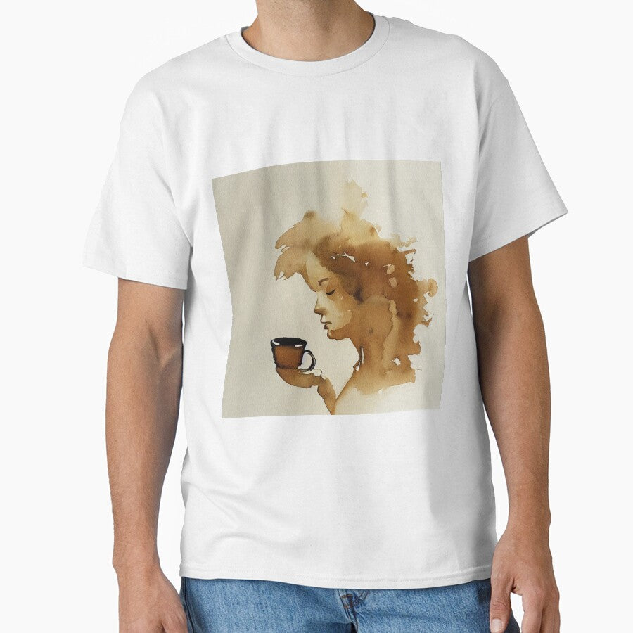 Woman drinking Coffee in watercolor by recollectionsv