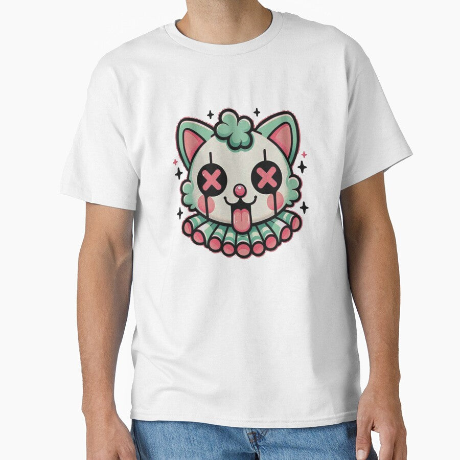 Creepy Pastel Clown Cat Illustration by erfazanitika