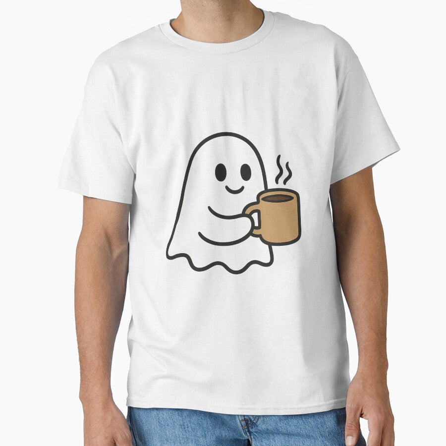 Cute Ghost with Coffee – Spooky but Caffeinated by NoRestDesigns