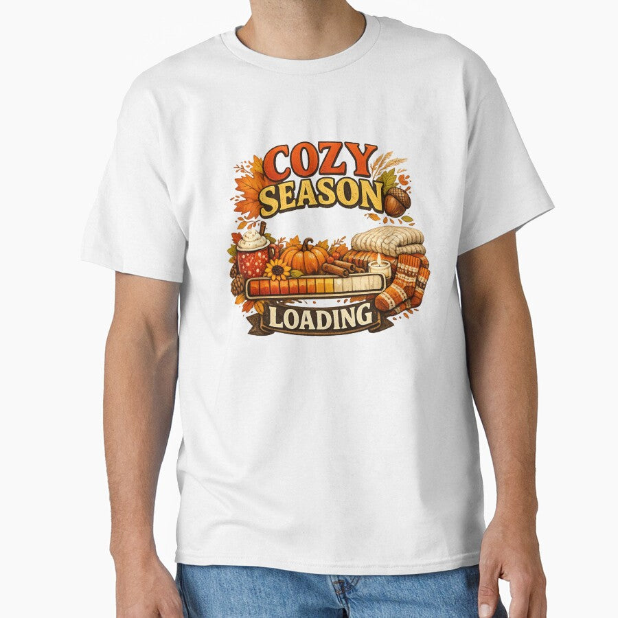 Cozy Season Loading Fall Autumn Pumpkin Spice Leaves Funny by PeteTee