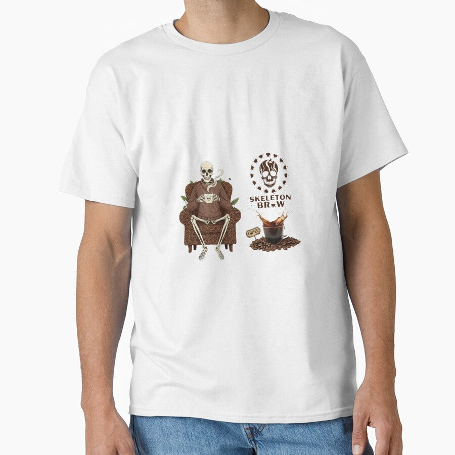 Funny Skeleton Coffee Lover Design - Tired Skeleton Drinking Coffee by so01