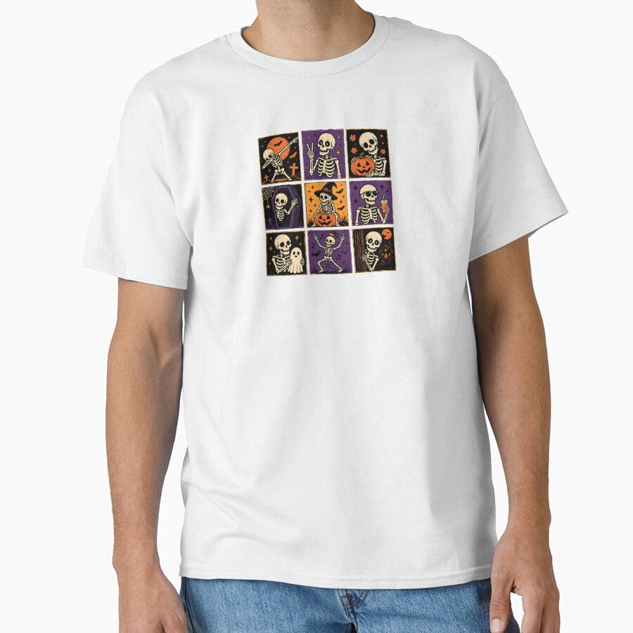 Funny Skeleton Grid Retro Halloween Vintage Spooky Season Design by MAPDDesigns