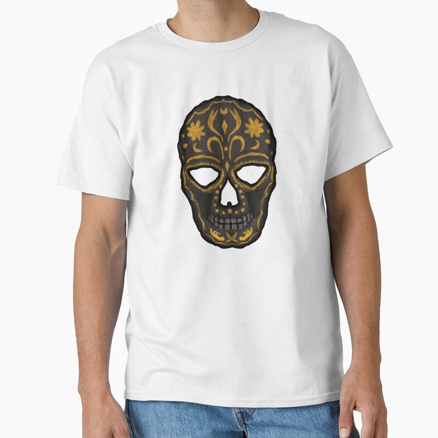 Black skull with gold by CrazyFozBazaar