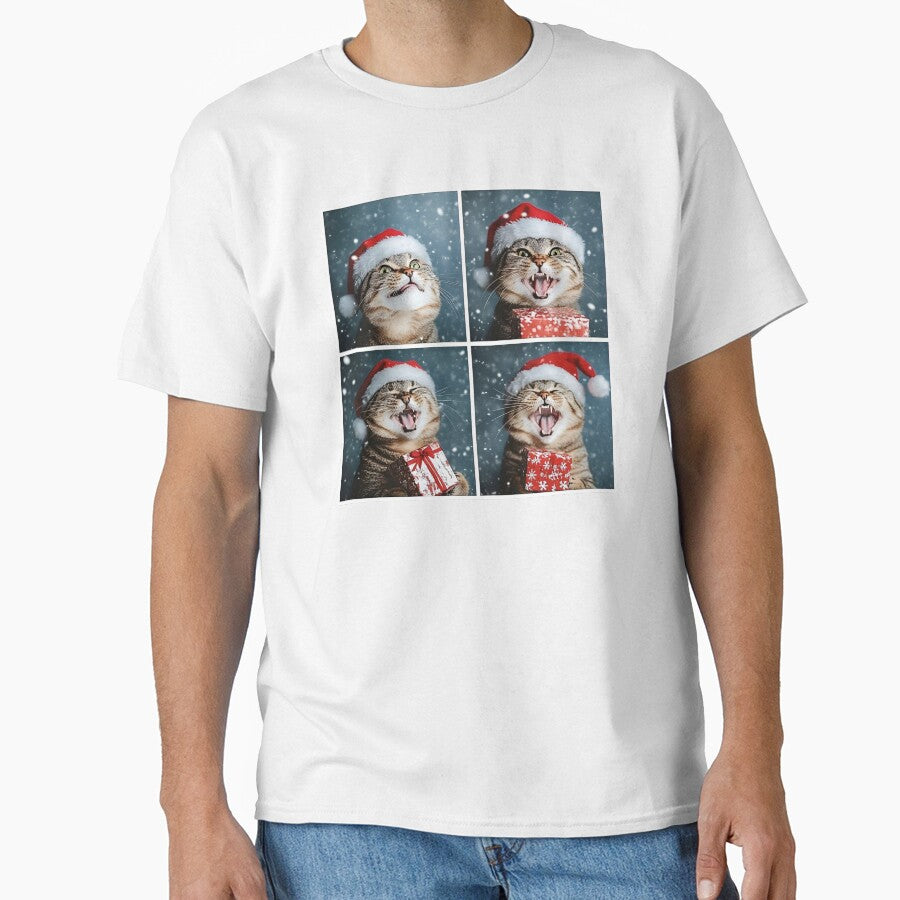 Funny Christmas Cat in Santa Hat – Cute Tabby Cat Holiday Photobooth by RockFireMerch