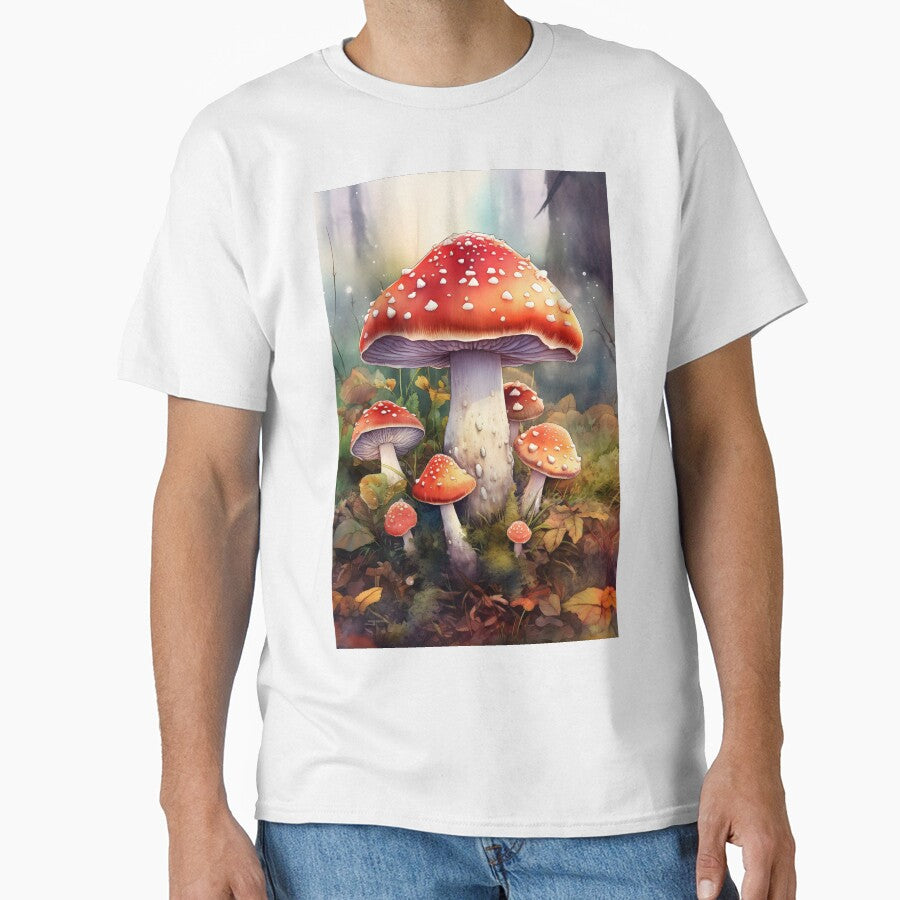 Amanita Mushrooms – Watercolor Autumn Fungi Art by EmeraldeaArt