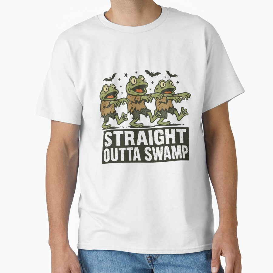 Cute Halloween Ghost Frog Shirt, Straight Outta Swamp by flory-baff-mint