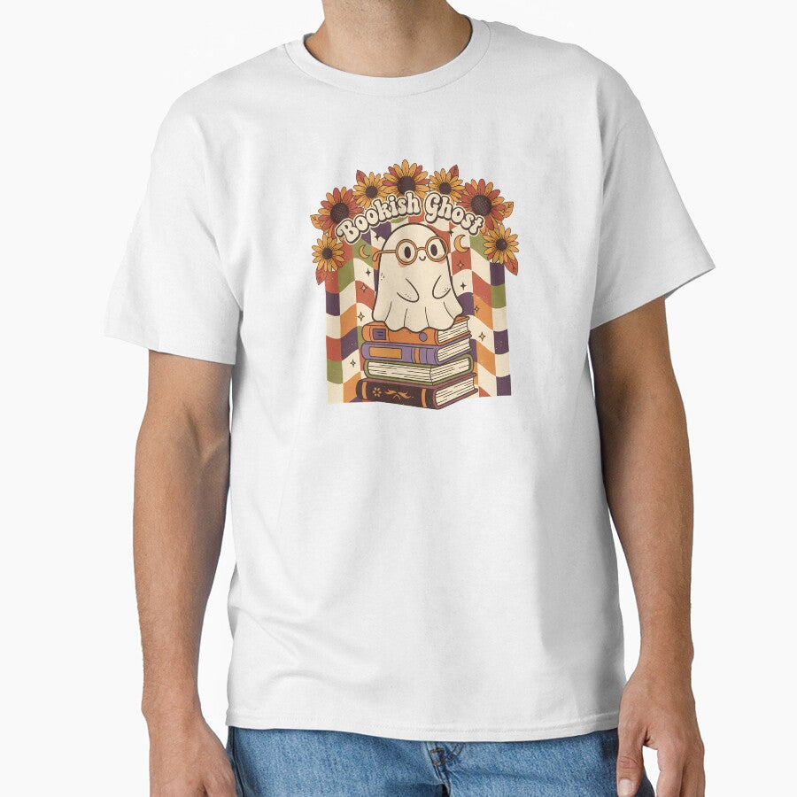 Bookish Ghost – Cute Retro Halloween Reading Design by hn79