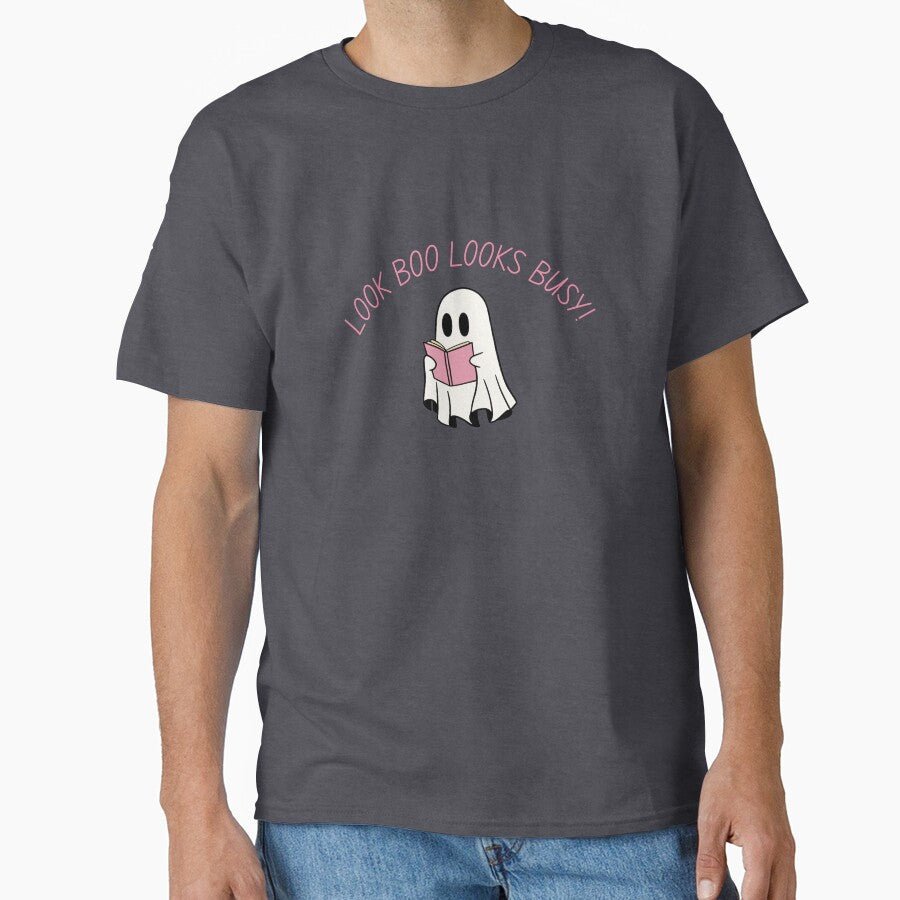 Look Boo is Busy – Kawaii Cute Bookworm Ghost Sticker by Moon's Arts