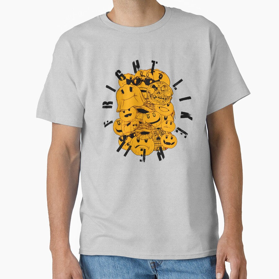 Yellow pumpkins black text, Fright like Hell by Martzart