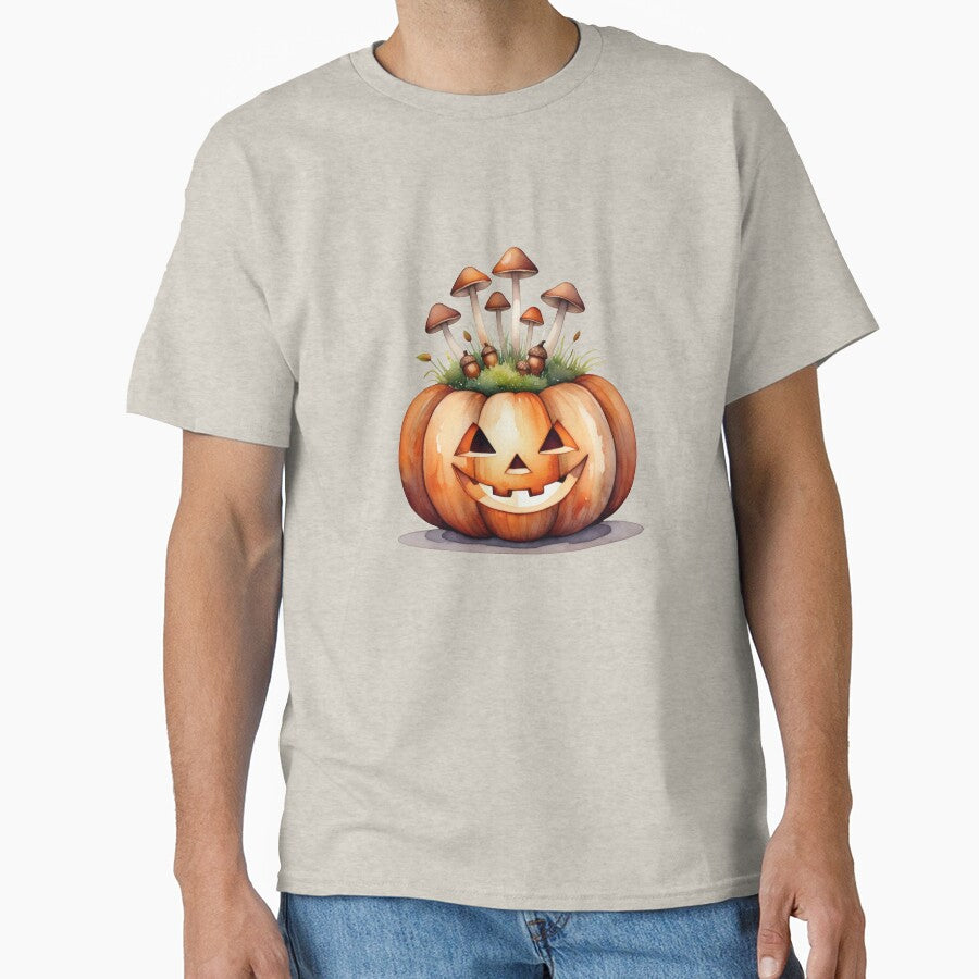 Jack-O’-Lantern with Mushrooms | Goblincore Pumpkin Art by Ombrya