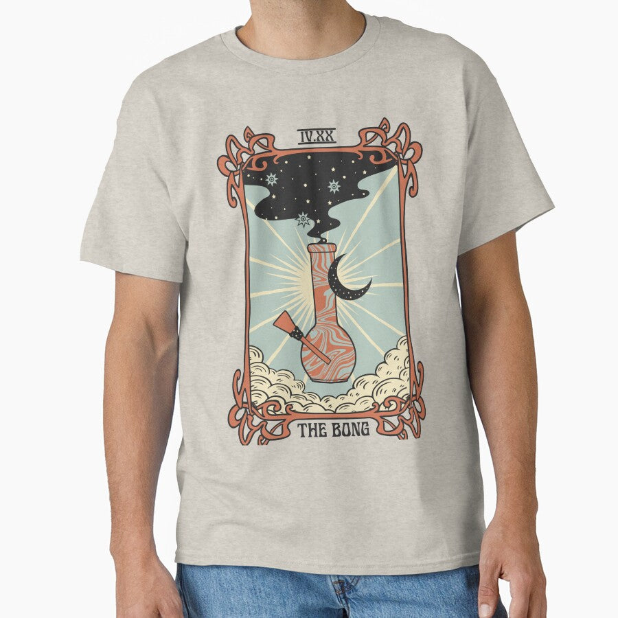 cannabis tarot card, retro t-shirt print, marijuana bong by ShamanskaKate