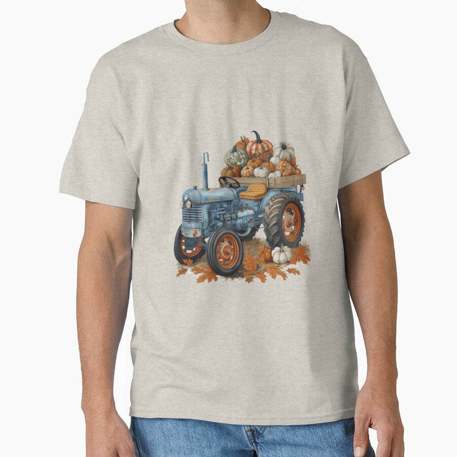 Vintage Blue Tractor Pumpkin Patch Harvest Fall by HBDStudio