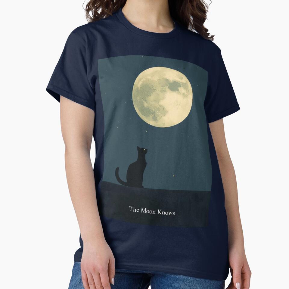The Moon Knows – Black Cat Under Full Moon | Mystical Night Sky Cat Art by CreationbyNiki