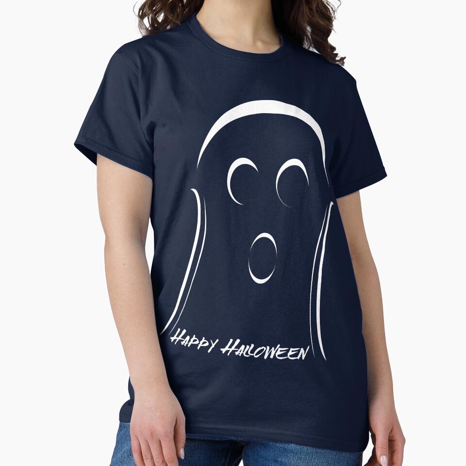 Cute Ghost with Spooky Happy Halloween Message by Risa-C