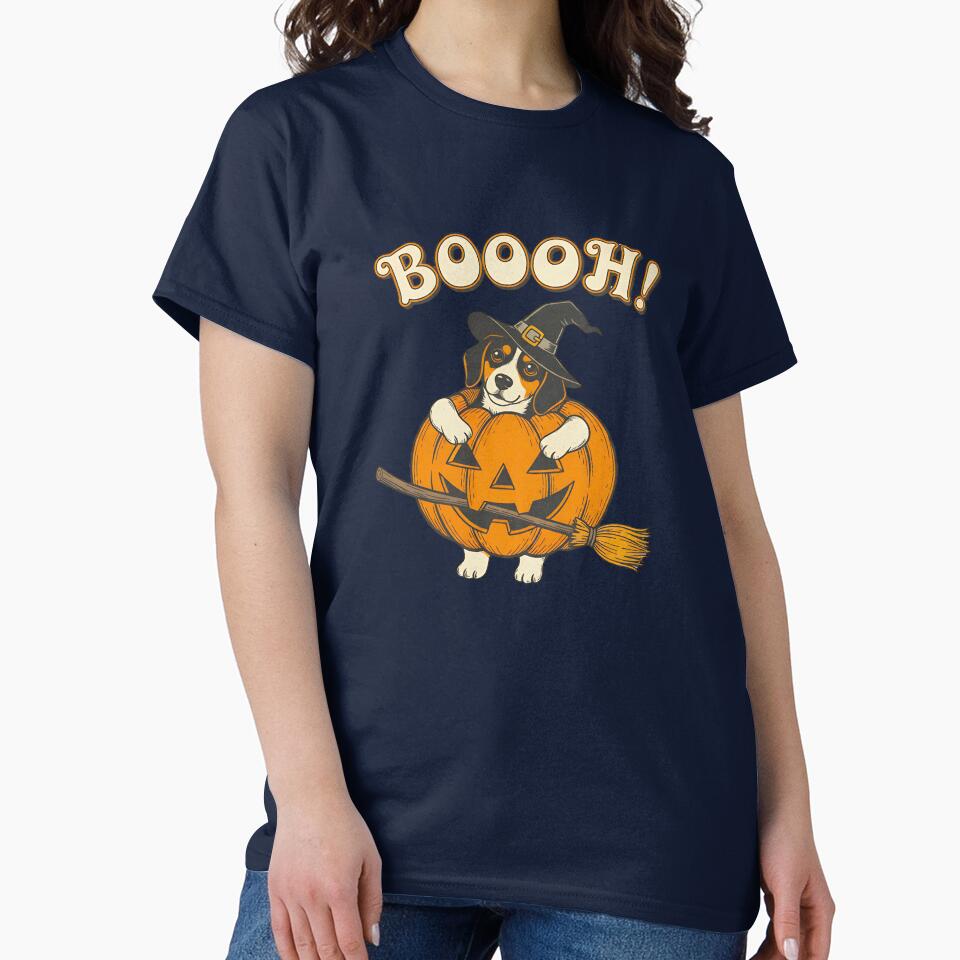 A CUTE DOG DRESSED AS A VINTAGE HALLOWEEN PUMPKIN by infinitearte