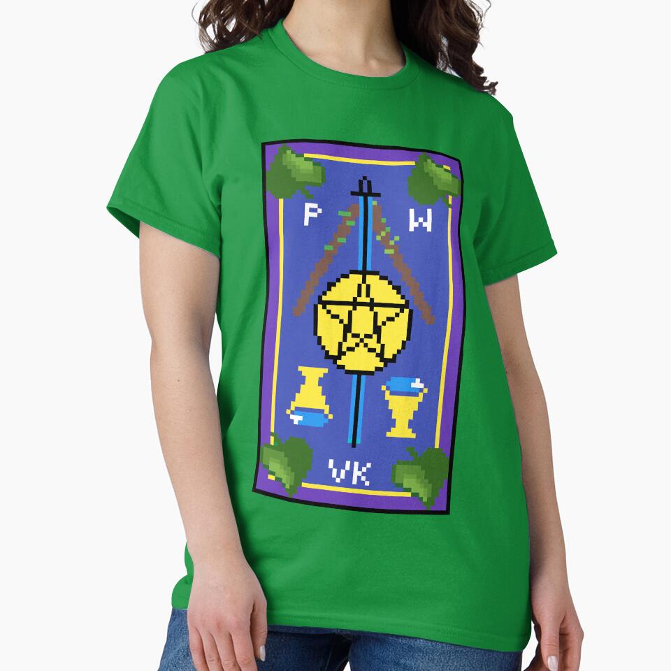 Wait, is this pixel art tarot? Green - Back Card (Design for T-shirt, stickers and other accessories) by Pixel Waite