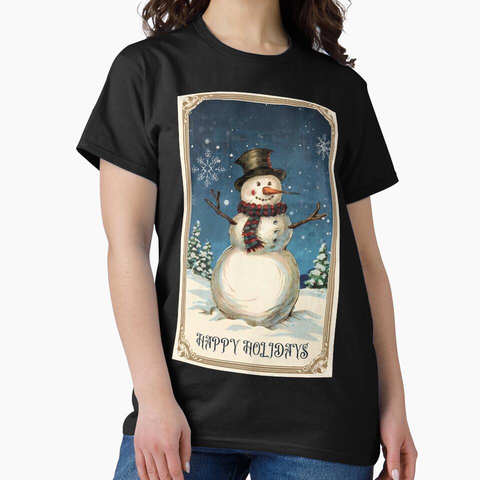 Vintage Snowmans Greeting Card: Happy Holidays by EmeraldeaDesign