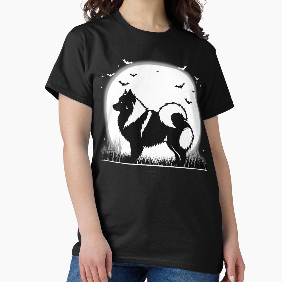 Keeshond Dog – Halloween Moon Silhouette by The Real Life Symphony