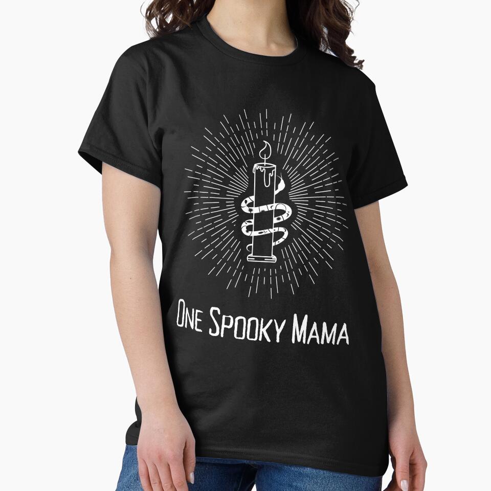 One Spooky Mama T-Shirt With A Candle And Snake To Show Fun Halloween Spirit If You Are A Mom Or Women by House-Of-Pinto