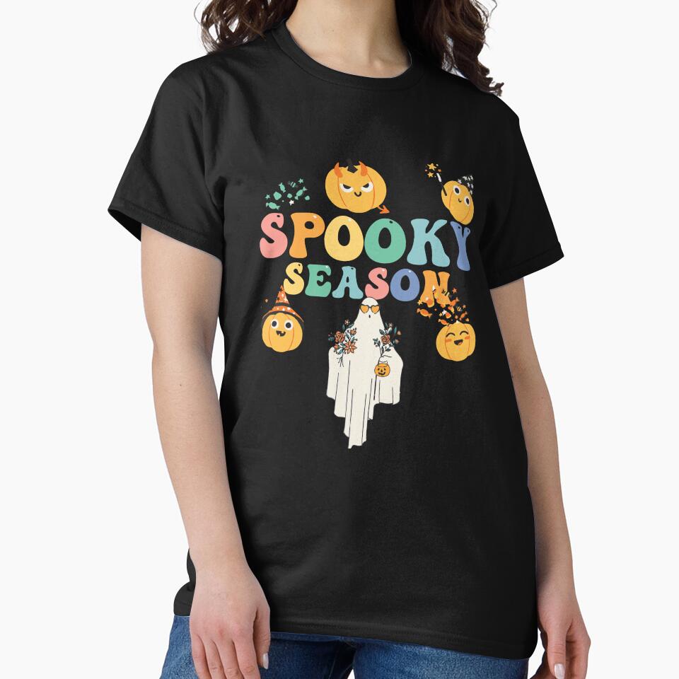 Pumpkin Groovy Ghost Spooky Season Cool Halloween by SpookySeasonTee
