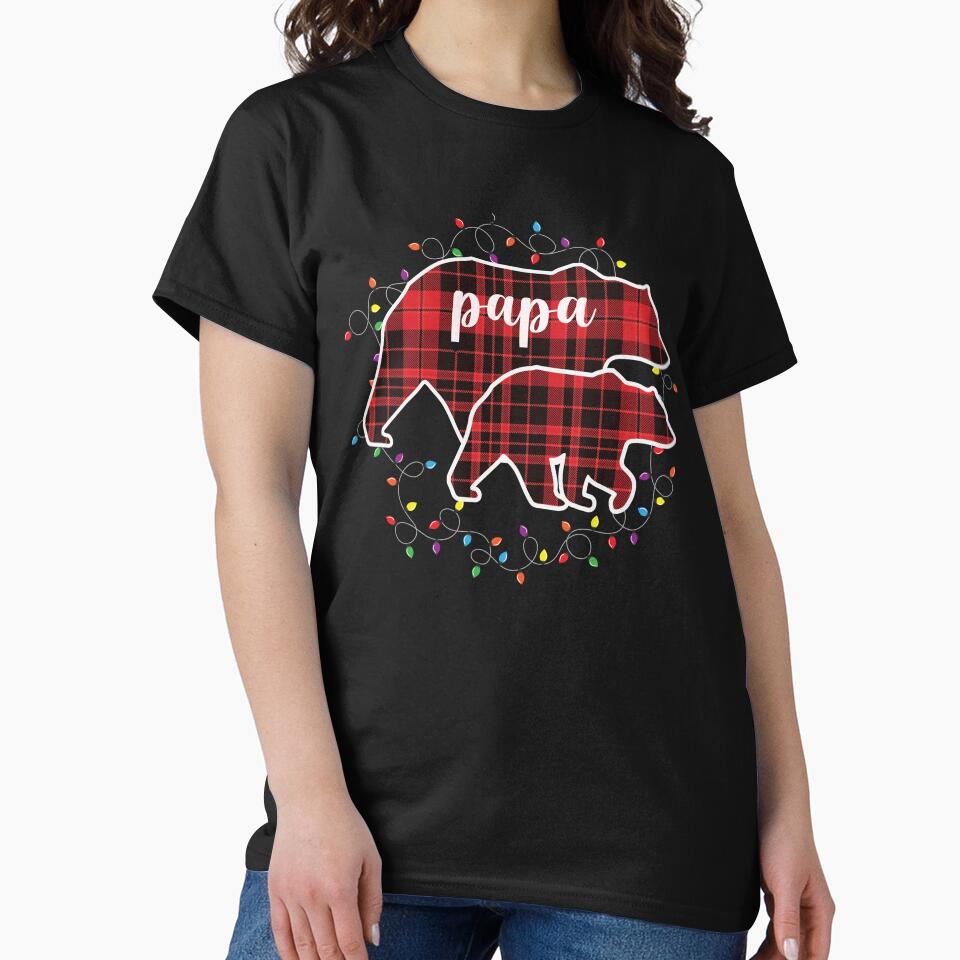 Papa Bear Red Plaid Christmas Pajama Matching Family Dad by ibeargifts
