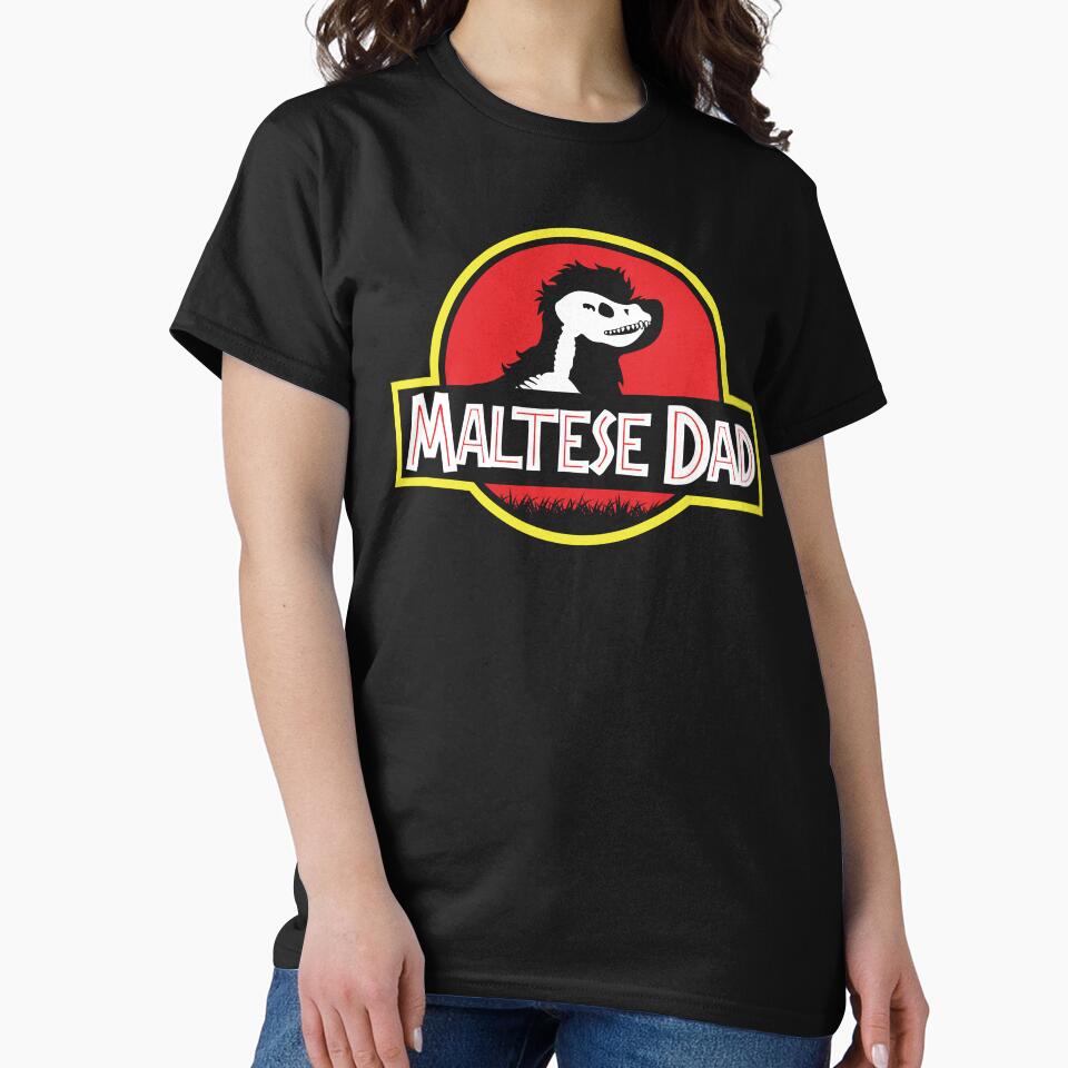 (For Dark Background) Jurassic Maltese Dad by More Cute Dogs