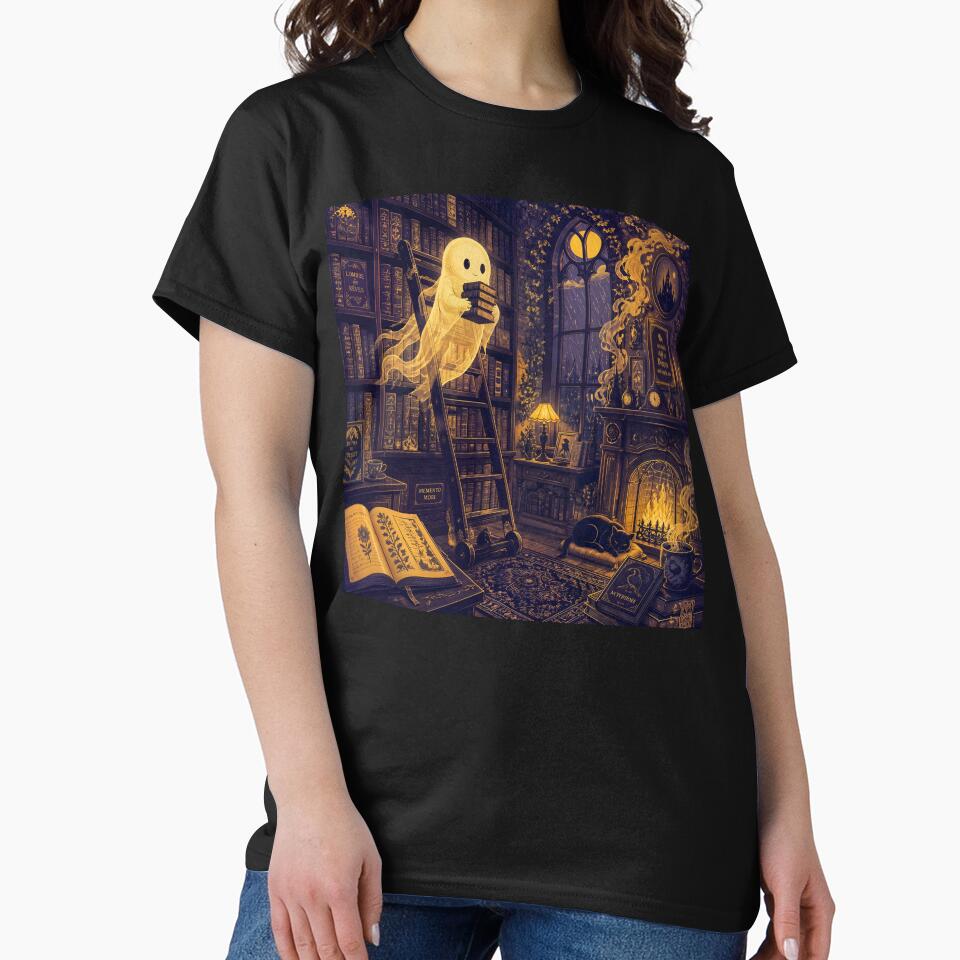 Bookish Library Ghost on Rainy Night by Shelley Loewnau-Jones Studio