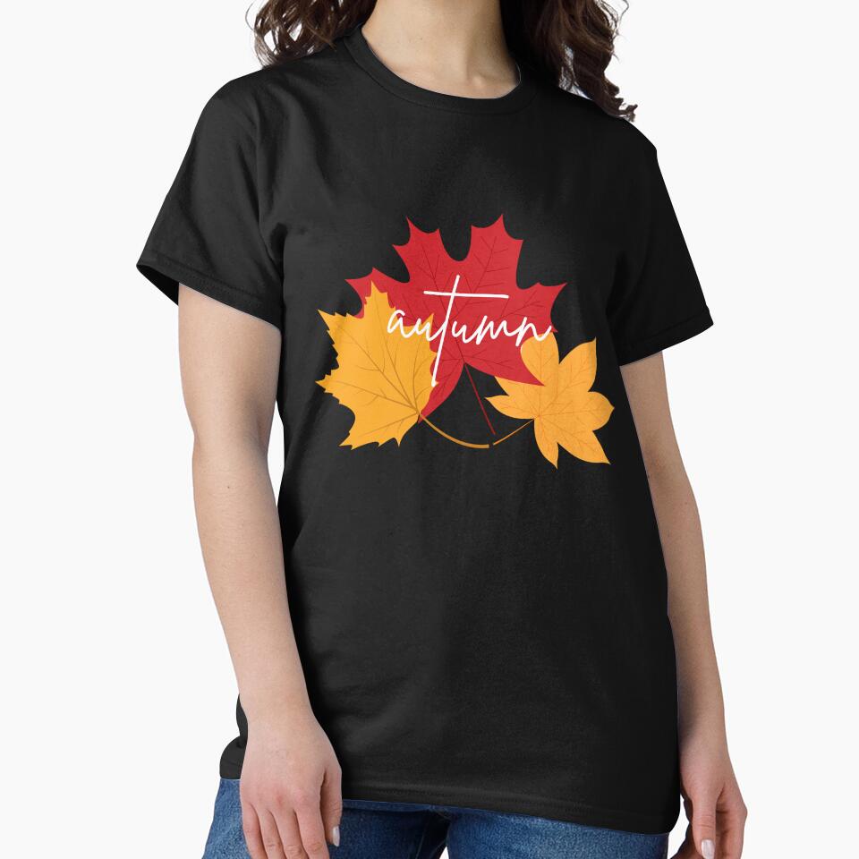 Bright Orange and Yellow Fall Maple Leaves with Text Autumn by Artistic  Touch