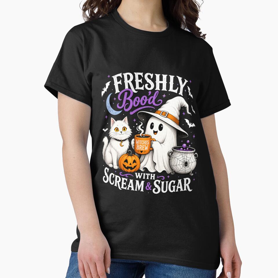 Freshly Boo'd With Scream and Sugar Cute Ghost Cat Halloween Coffee by abig-eiyana