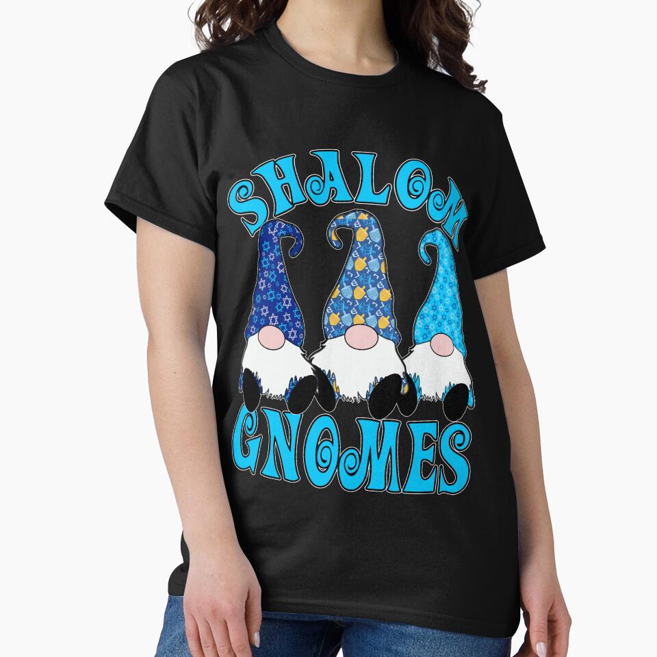 Shalom Gnome 3 Hanukkah Gnomes Elves Cute Blue Dreidel Hats by funnytshirtemp