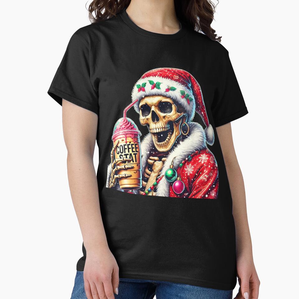 Coffee Stat Happy Christmas Skeleton with Iced Coffee by MarketMavenGift