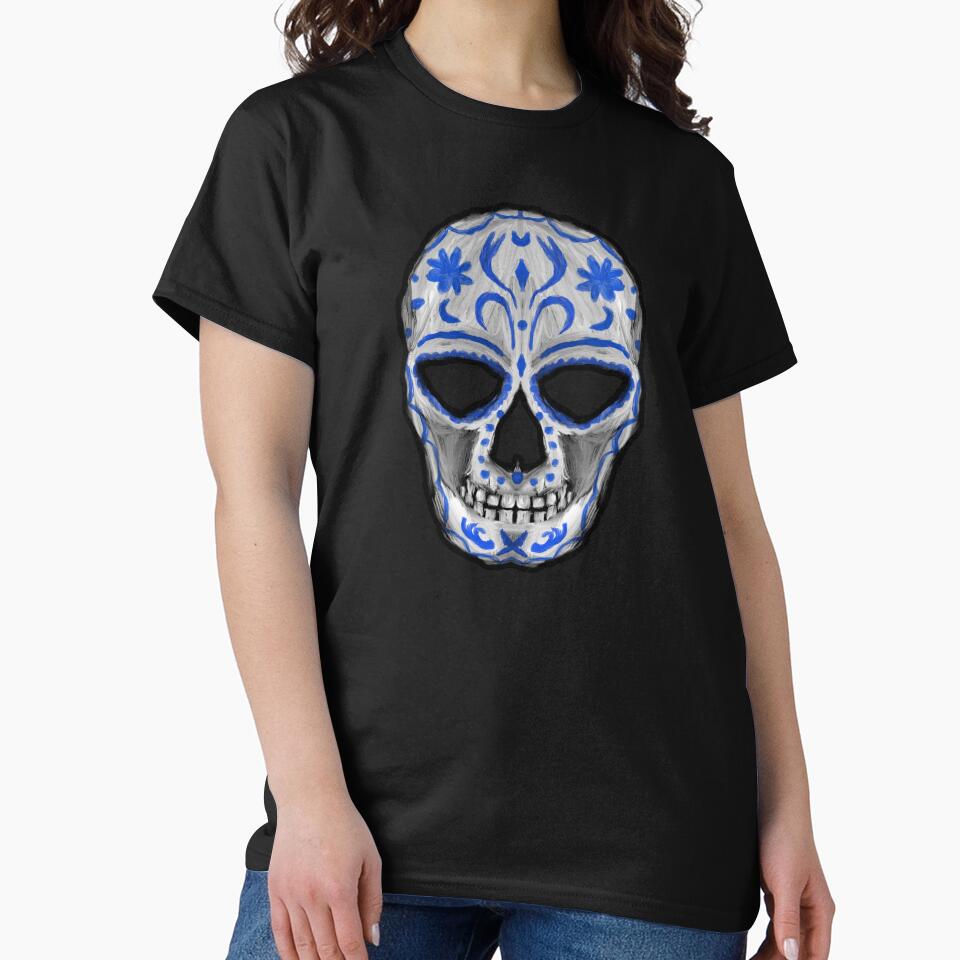 Sugar skull with bliue by CrazyFozBazaar