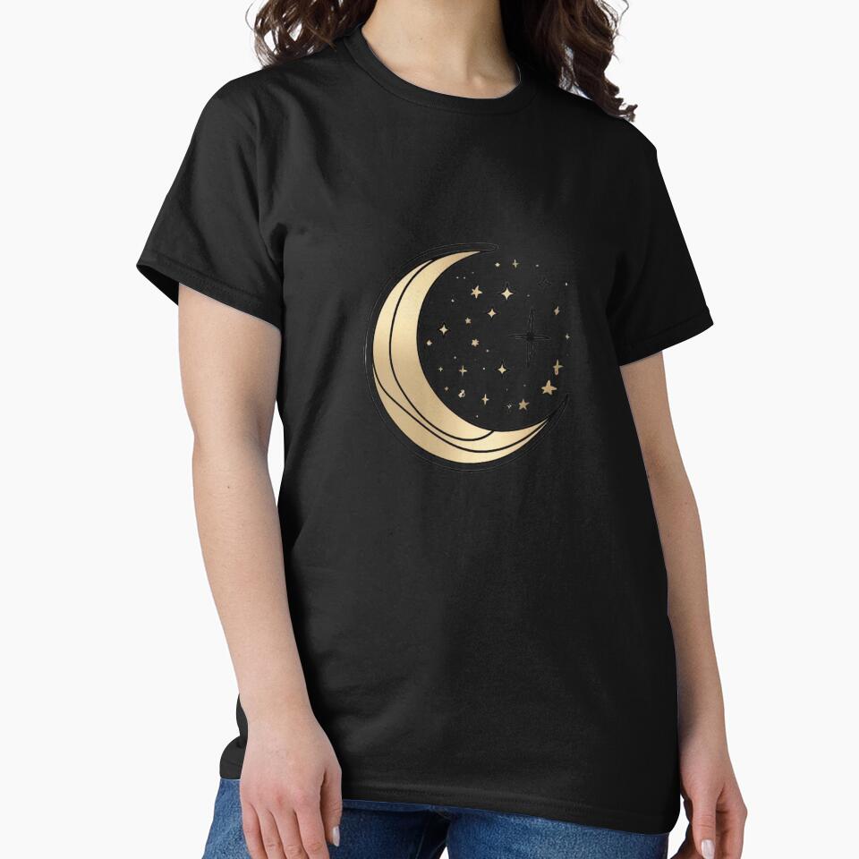 Mystical Celestial Moon and Stars – Minimalist Cosmic Design by LaurannaDesign