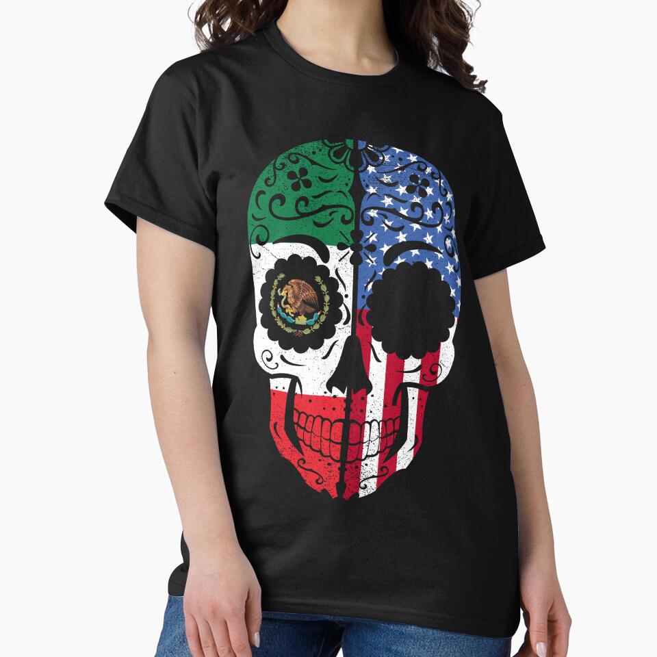 Mexican American Flag Sugar Skull by snickrdoodle