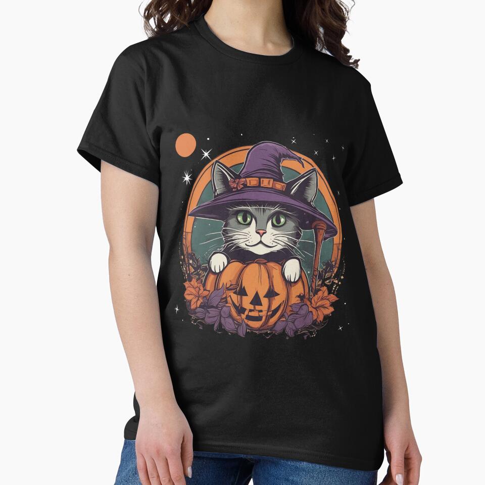Cute Cat Halloween Moon and Stars by LuizSilva1983