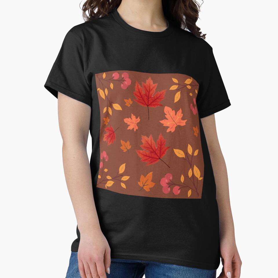 Autumn/fall leaves on maroon brown background by Stefrait-7